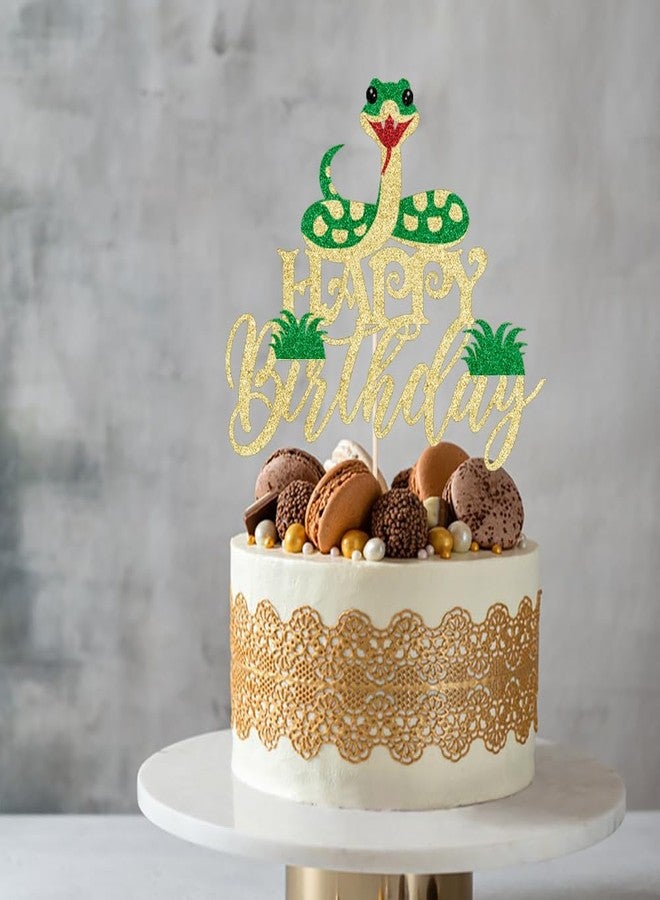 Kaoenla Glitter Snake Happy Birthday Cake Topper- snake theme happy birthday cake decoration animal theme birthday supplies decoration、Baby Party 、Boy and Girl Happy Birthday Party supplies decoratio - Image 5